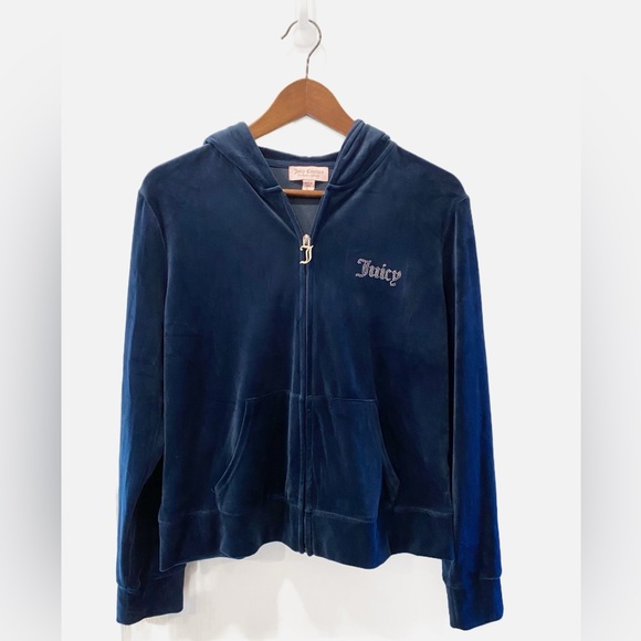 Juicy Couture Regal Blue Velour Tracksuit Hoodie (L) & Pants (M) - Picture 3 of 16